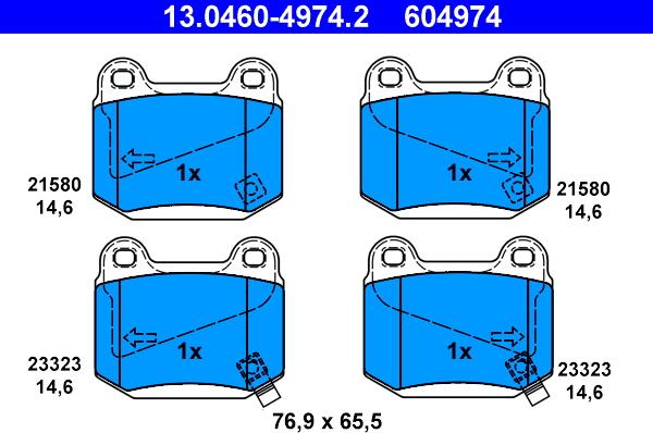 ATE 13.0460-4974.2 - Bremžu uzliku kompl., Disku bremzes autospares.lv