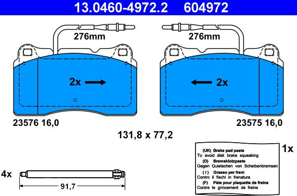 ATE 13.0460-4972.2 - Brake Pad Set, disc brake www.autospares.lv