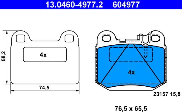 ATE 13.0460-4977.2 - Тормозные колодки, дисковые, комплект www.autospares.lv