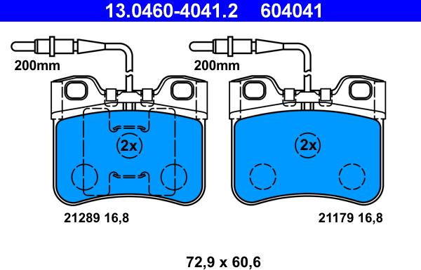 ATE 13.0460-4041.2 - Bremžu uzliku kompl., Disku bremzes www.autospares.lv