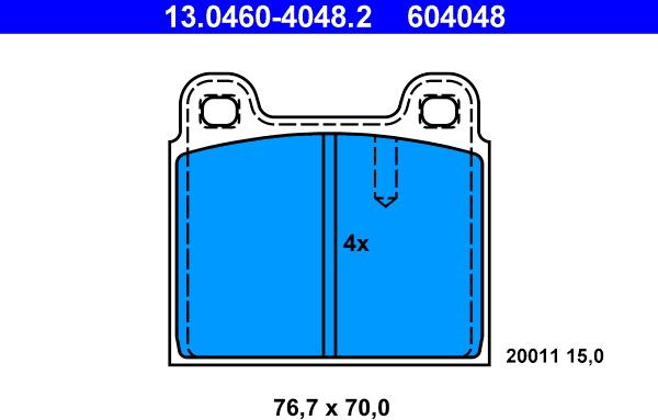 ATE 13.0460-4048.2 - Bremžu uzliku kompl., Disku bremzes autospares.lv