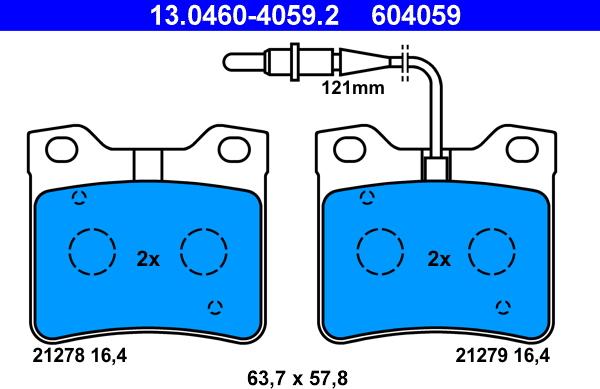 ATE 13.0460-4059.2 - Bremžu uzliku kompl., Disku bremzes www.autospares.lv