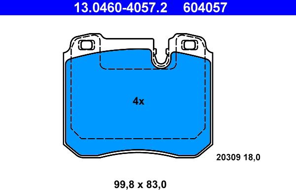 ATE 13.0460-4057.2 - Bremžu uzliku kompl., Disku bremzes www.autospares.lv