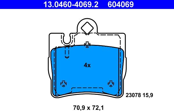 ATE 13.0460-4069.2 - Bremžu uzliku kompl., Disku bremzes www.autospares.lv