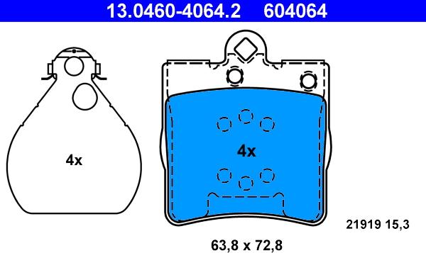 ATE 13.0460-4064.2 - Bremžu uzliku kompl., Disku bremzes www.autospares.lv