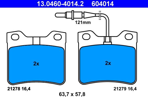 ATE 13.0460-4014.2 - Bremžu uzliku kompl., Disku bremzes autospares.lv