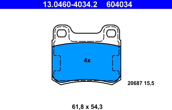 ATE 13.0460-4034.2 - Bremžu uzliku kompl., Disku bremzes www.autospares.lv