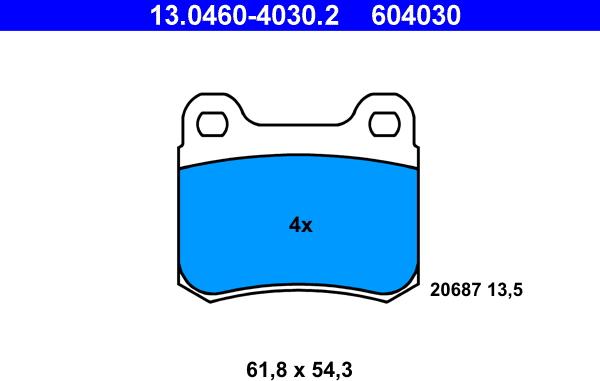 ATE 13.0460-4030.2 - Bremžu uzliku kompl., Disku bremzes autospares.lv