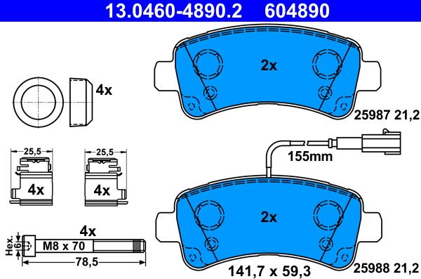 ATE 13.0460-4890.2 - Bremžu uzliku kompl., Disku bremzes www.autospares.lv