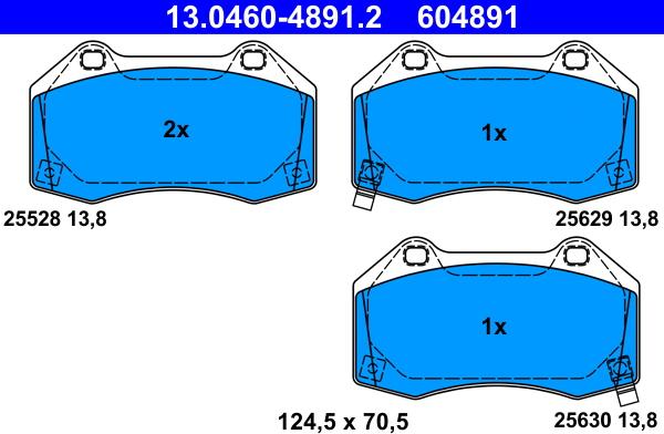 ATE 13.0460-4891.2 - Bremžu uzliku kompl., Disku bremzes www.autospares.lv