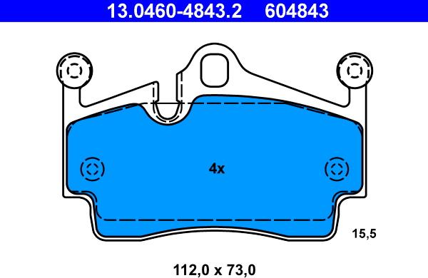 ATE 13.0460-4843.2 - Тормозные колодки, дисковые, комплект www.autospares.lv