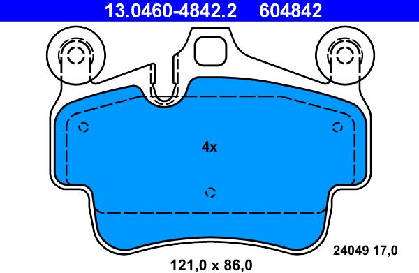 ATE 13.0460-4842.2 - Bremžu uzliku kompl., Disku bremzes www.autospares.lv