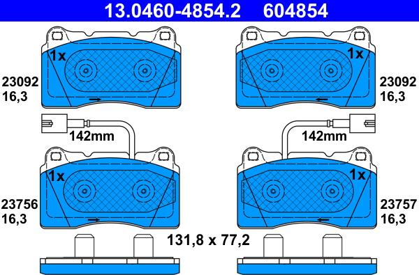 ATE 13.0460-4854.2 - Bremžu uzliku kompl., Disku bremzes autospares.lv