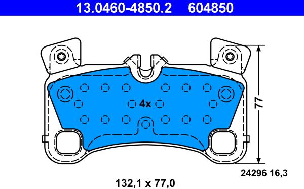 ATE 13.0460-4850.2 - Тормозные колодки, дисковые, комплект www.autospares.lv