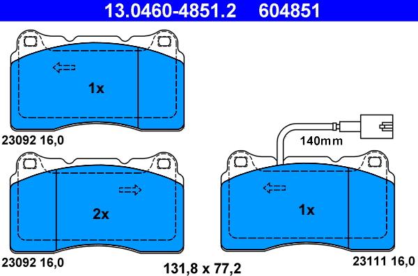 ATE 13.0460-4851.2 - Bremžu uzliku kompl., Disku bremzes www.autospares.lv