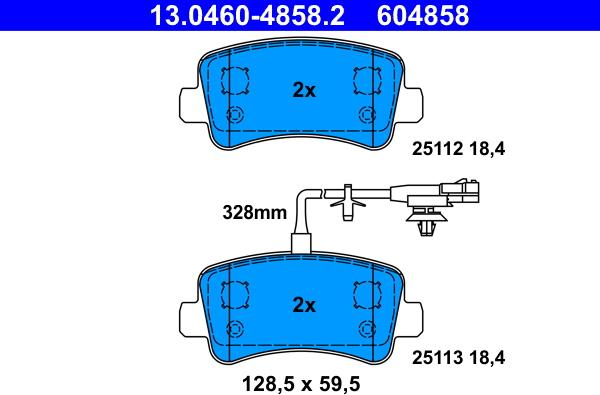 ATE 13.0460-4858.2 - Bremžu uzliku kompl., Disku bremzes autospares.lv