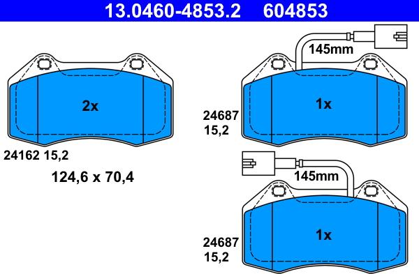 ATE 13.0460-4853.2 - Bremžu uzliku kompl., Disku bremzes www.autospares.lv