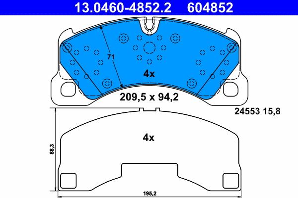 ATE 13.0460-4852.2 - Bremžu uzliku kompl., Disku bremzes www.autospares.lv