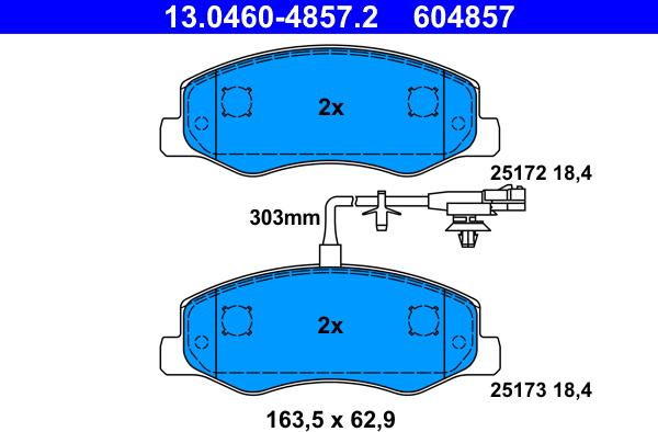 ATE 13.0460-4857.2 - Bremžu uzliku kompl., Disku bremzes autospares.lv