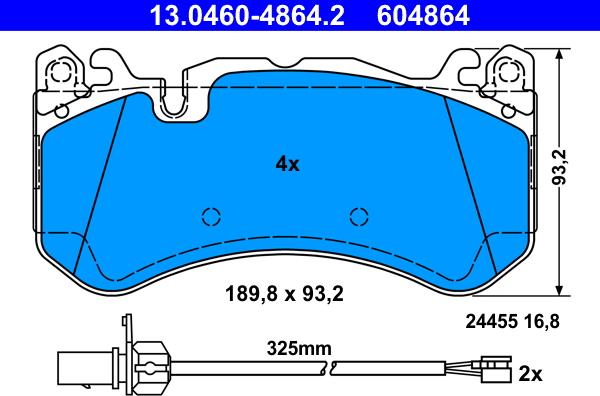 ATE 13.0460-4864.2 - Bremžu uzliku kompl., Disku bremzes autospares.lv