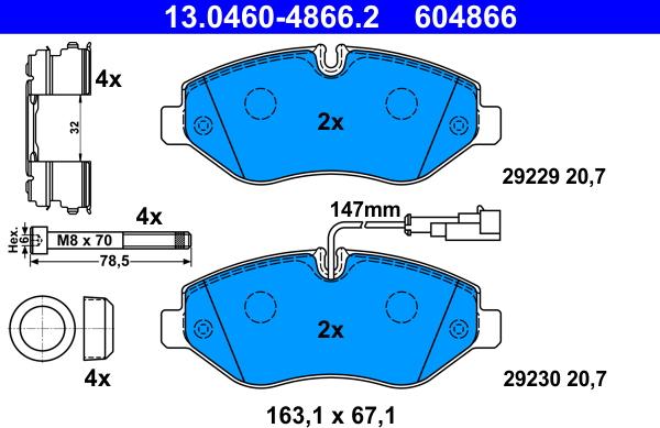 ATE 13.0460-4866.2 - Bremžu uzliku kompl., Disku bremzes www.autospares.lv