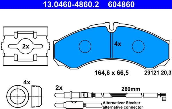 ATE 13.0460-4860.2 - Bremžu uzliku kompl., Disku bremzes www.autospares.lv