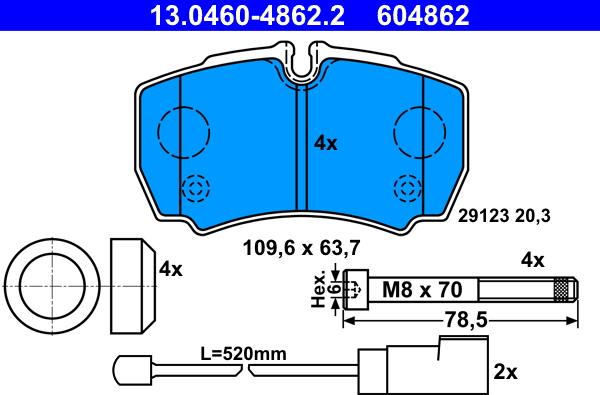 ATE 13.0460-4862.2 - Brake Pad Set, disc brake www.autospares.lv