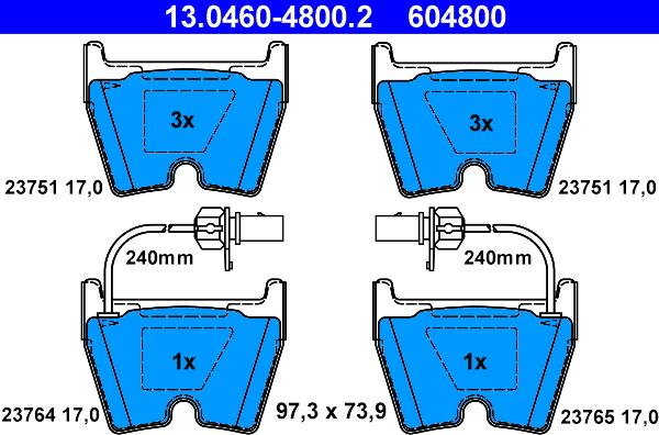 ATE 13.0460-4800.2 - Bremžu uzliku kompl., Disku bremzes www.autospares.lv