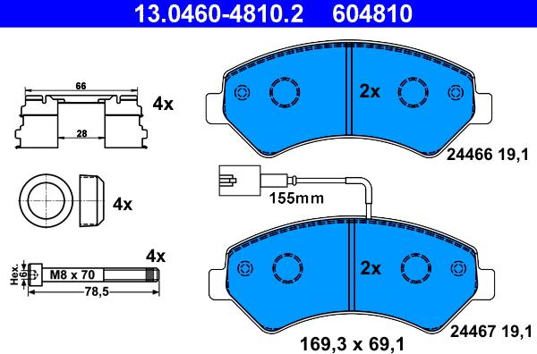 ATE 13.0460-4810.2 - Bremžu uzliku kompl., Disku bremzes autospares.lv