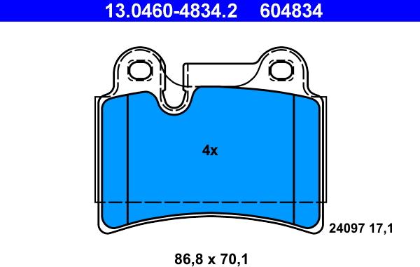 ATE 13.0460-4834.2 - Bremžu uzliku kompl., Disku bremzes autospares.lv