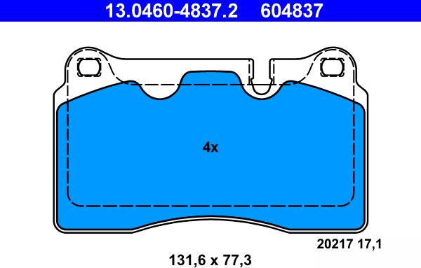 ATE 13.0460-4837.2 - Bremžu uzliku kompl., Disku bremzes www.autospares.lv