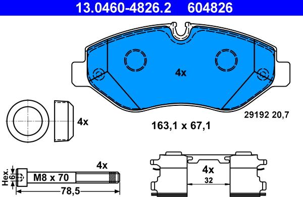 ATE 13.0460-4826.2 - Bremžu uzliku kompl., Disku bremzes www.autospares.lv