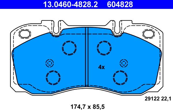 ATE 13.0460-4828.2 - Bremžu uzliku kompl., Disku bremzes autospares.lv