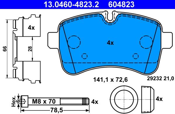 ATE 13.0460-4823.2 - Bremžu uzliku kompl., Disku bremzes www.autospares.lv