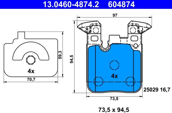 ATE 13.0460-4874.2 - Bremžu uzliku kompl., Disku bremzes www.autospares.lv