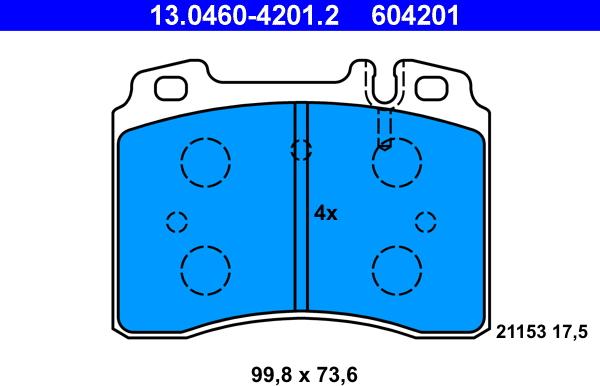 ATE 13.0460-4201.2 - Bremžu uzliku kompl., Disku bremzes autospares.lv