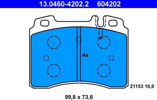 ATE 13.0460-4202.2 - Bremžu uzliku kompl., Disku bremzes autospares.lv