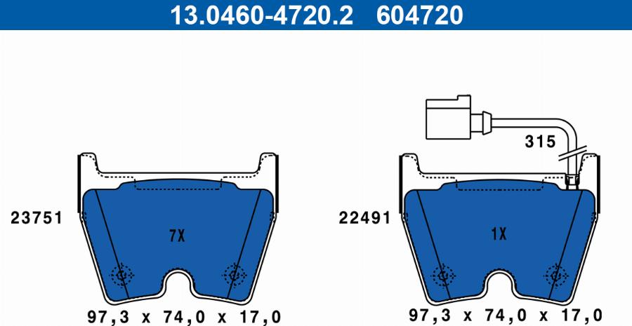 ATE 13.0460-4720.2 - Bremžu uzliku kompl., Disku bremzes www.autospares.lv