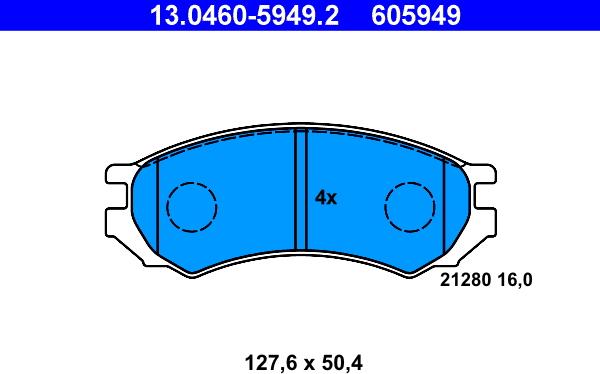 ATE 13.0460-5949.2 - Bremžu uzliku kompl., Disku bremzes autospares.lv