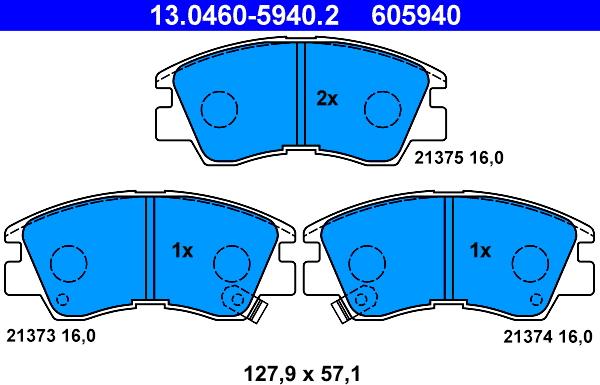 ATE 13.0460-5940.2 - Bremžu uzliku kompl., Disku bremzes www.autospares.lv