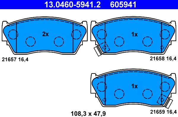 ATE 13.0460-5941.2 - Brake Pad Set, disc brake www.autospares.lv