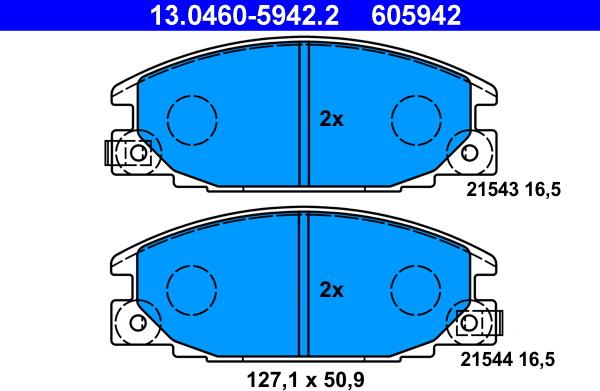 ATE 13.0460-5942.2 - Тормозные колодки, дисковые, комплект www.autospares.lv