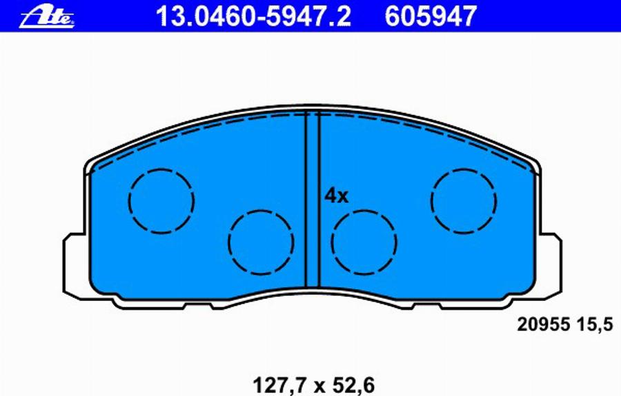 ATE 13 0460 5947 2 - Bremžu uzliku kompl., Disku bremzes www.autospares.lv