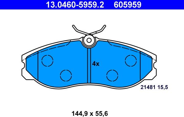 ATE 13.0460-5959.2 - Тормозные колодки, дисковые, комплект www.autospares.lv