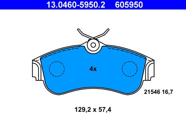 ATE 13.0460-5950.2 - Bremžu uzliku kompl., Disku bremzes autospares.lv