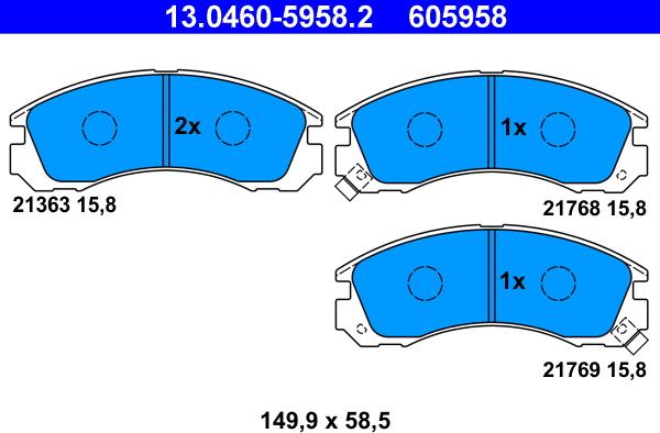 ATE 13.0460-5958.2 - Bremžu uzliku kompl., Disku bremzes www.autospares.lv