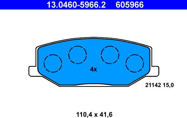 ATE 13.0460-5966.2 - Brake Pad Set, disc brake www.autospares.lv