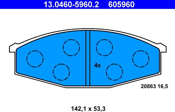 ATE 13.0460-5960.2 - Bremžu uzliku kompl., Disku bremzes autospares.lv