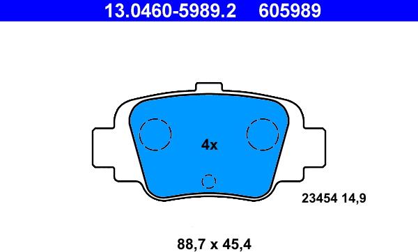 ATE 13.0460-5989.2 - Bremžu uzliku kompl., Disku bremzes www.autospares.lv