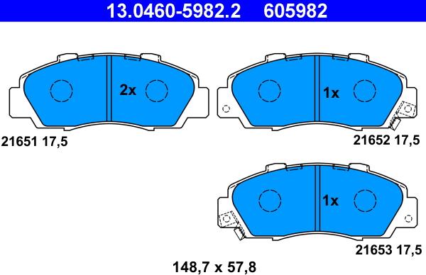 ATE 13.0460-5982.2 - Brake Pad Set, disc brake www.autospares.lv